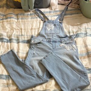 Justice Light Blue Denim Jumpsuit with Lace